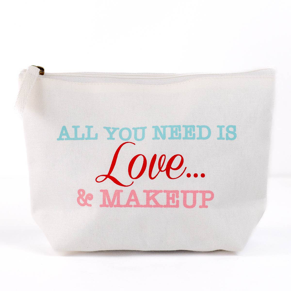 Love & Makeup Cosmetic Bag White/Multi 10.25x6.75x3