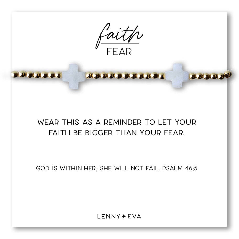 Faith Over Fear Gemstone Cross Bracelet-Moonstone Cross