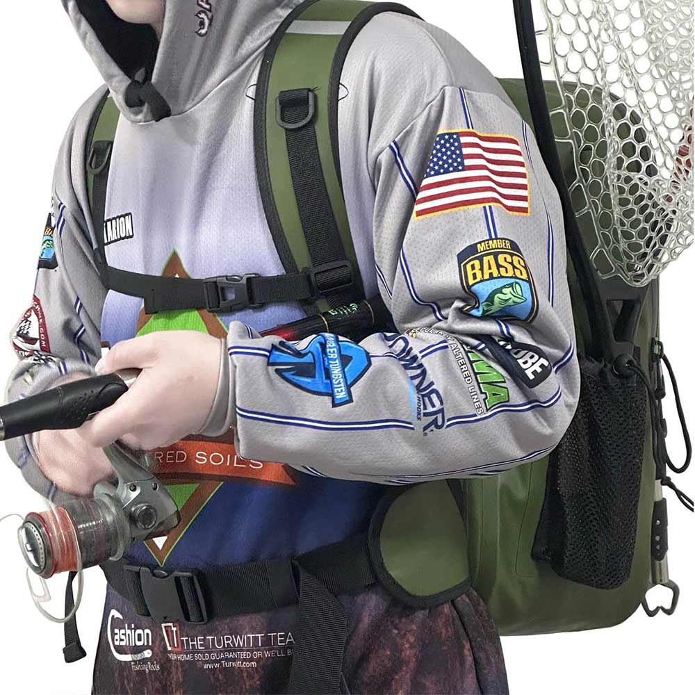 27QT Waterproof Fishing Backpack with Rod Holder