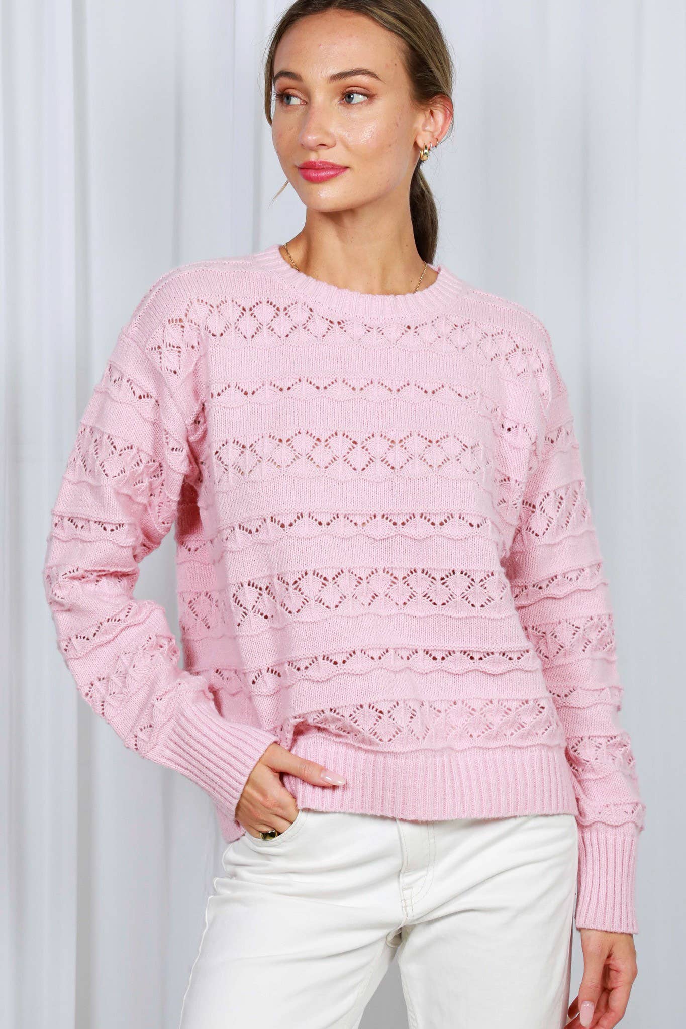 Ally textured Crochet Knitted Sweater