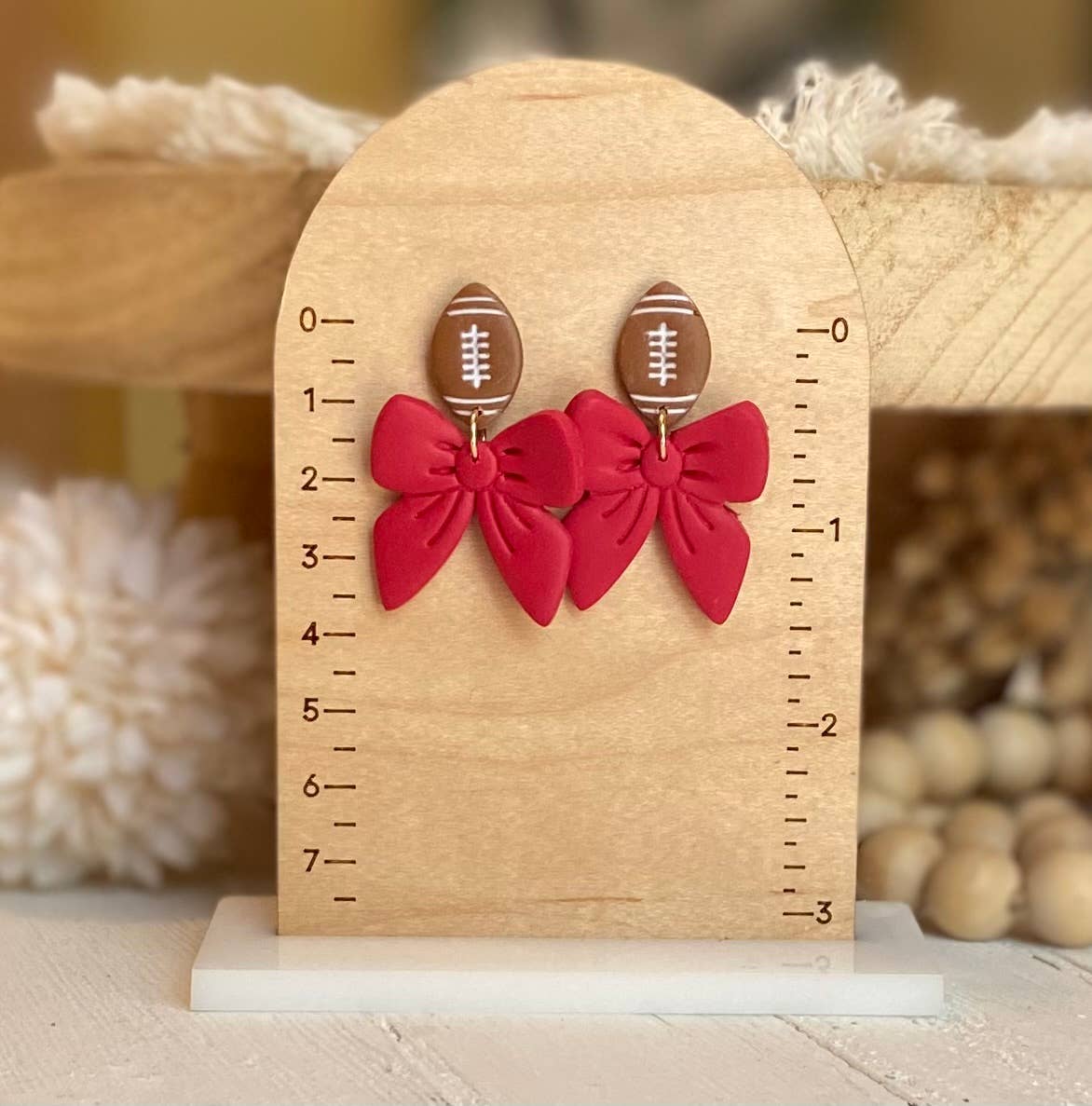 Football & Bow Earrings