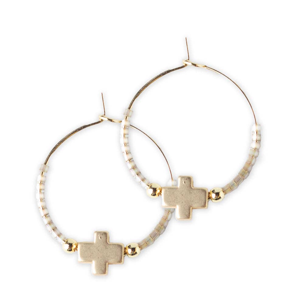 Faithful Cross Earrings-Smoky Quartz