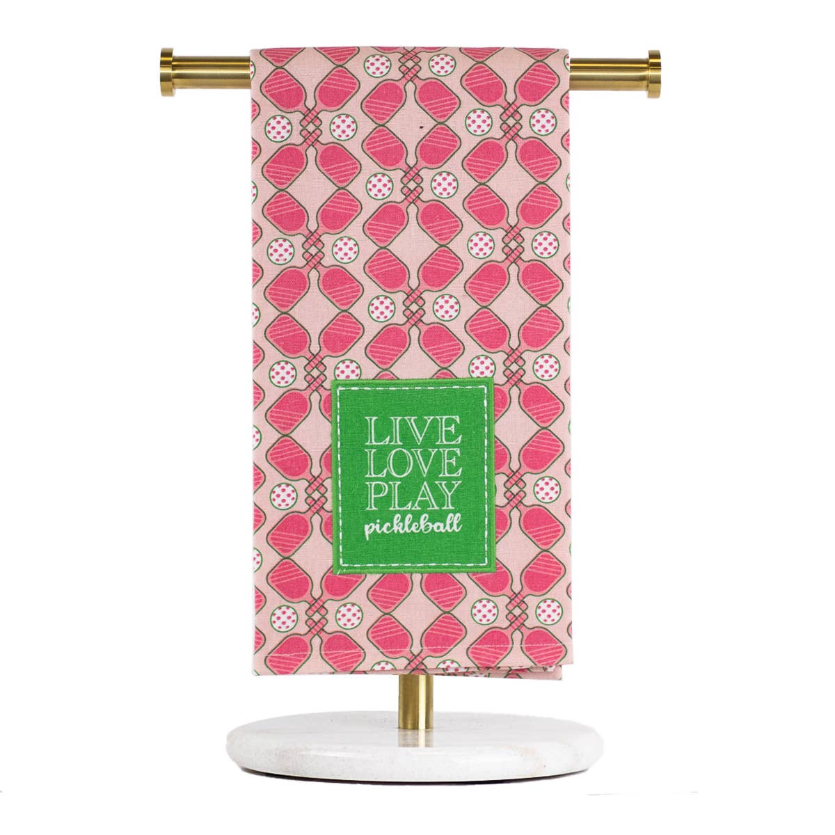 Live Love Play Pickleball Hand Towel Light Pink/Hot Pink/Green 20x28