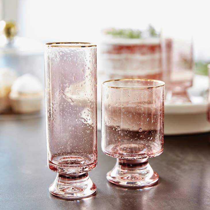Gold Rimmed Blush Glass