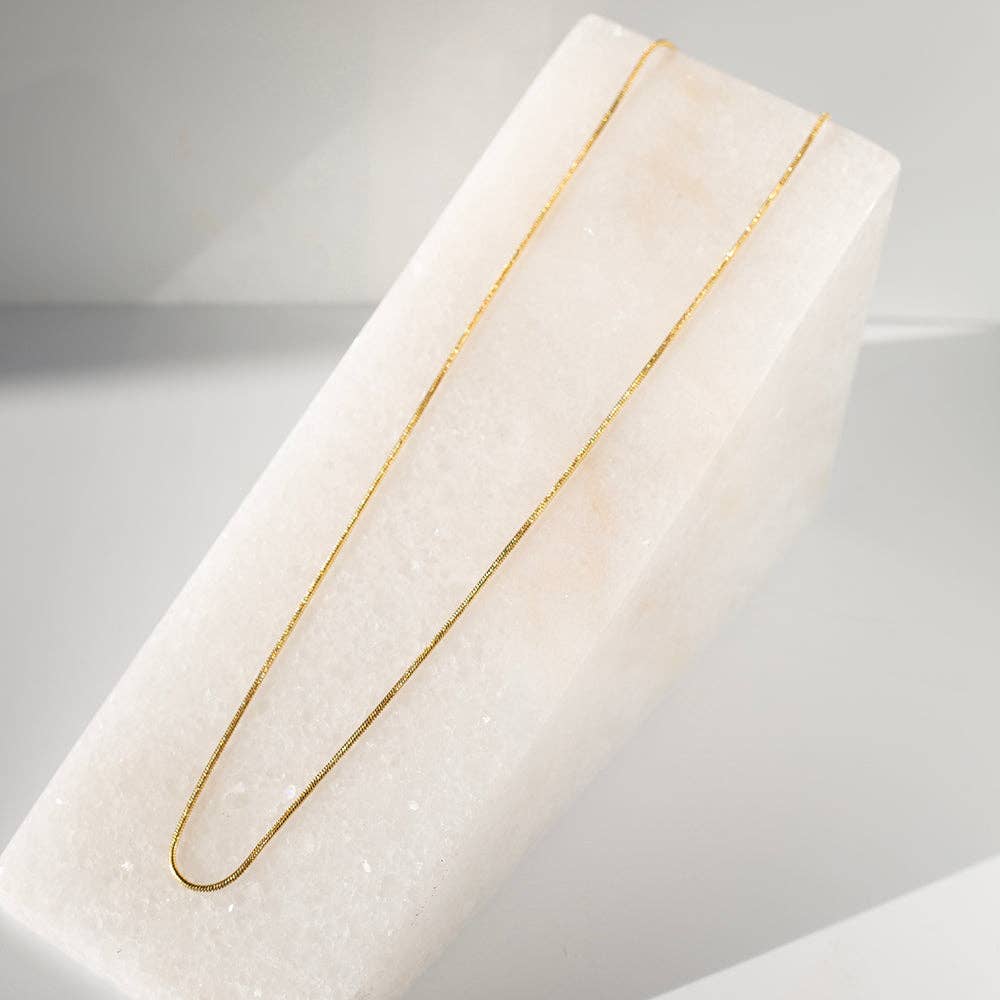 Gilded Gold Necklace-19" Snake Chain | Charm Bar Necklace