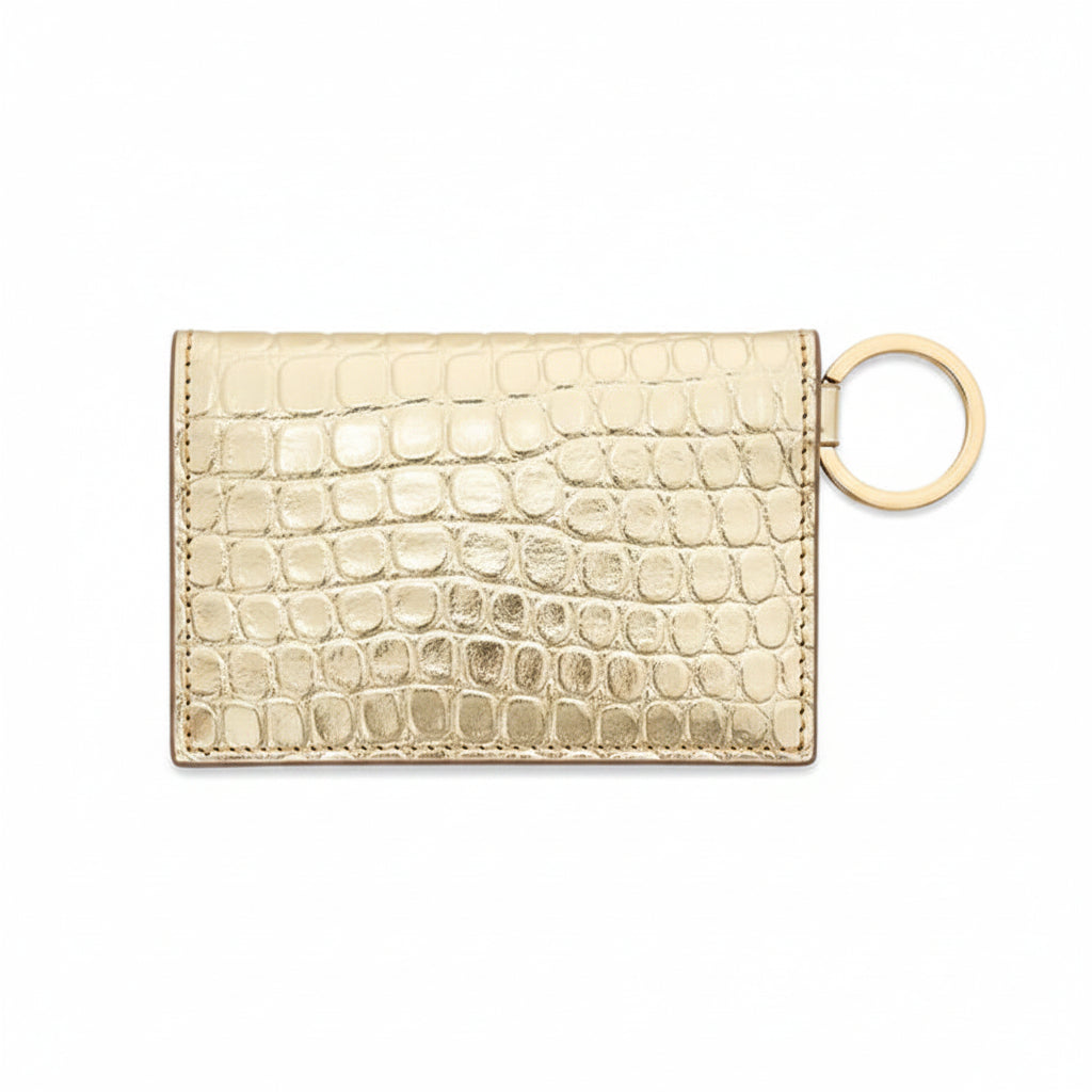 Keychain Wallet – Gold Leather Envelope Card Case