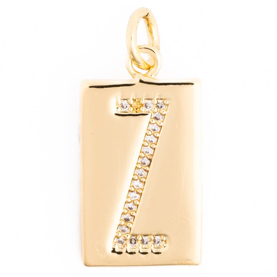 Rhinestone Plaque Initial Charm