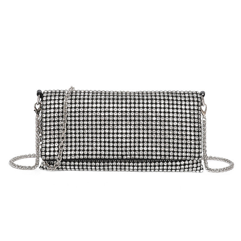 Dinner Bag Women Summer Chain Rhinestone Bag All Match Hand Sewing Messenger Bag Trendy