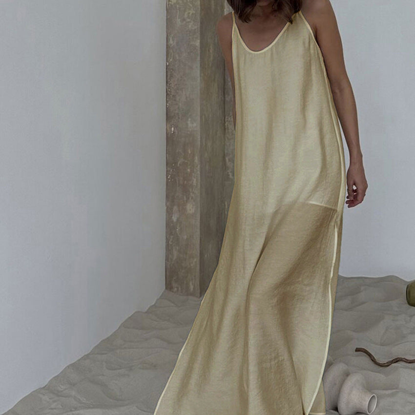 Summer Slip Nightdress Maxi Dress One Piece Pajamas Comfortable Loose Suitable for Daily Wear Ladies Homewear