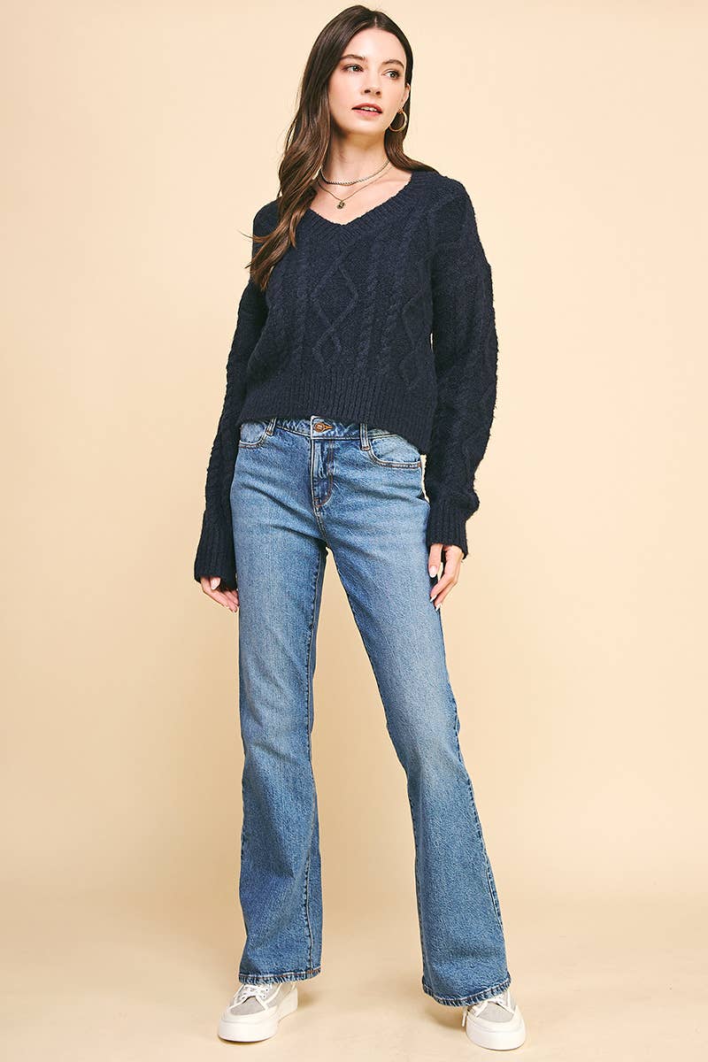 Elizabeth-Textured Cable Knit Sweater