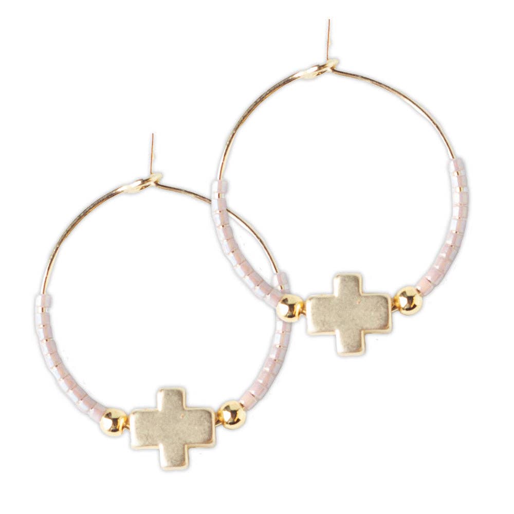 Faithful Cross Earrings-Champagne