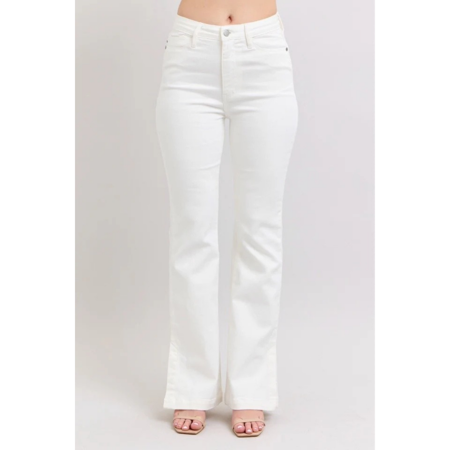 Judy Blue White Side Slit Slim Bootcut Jeans