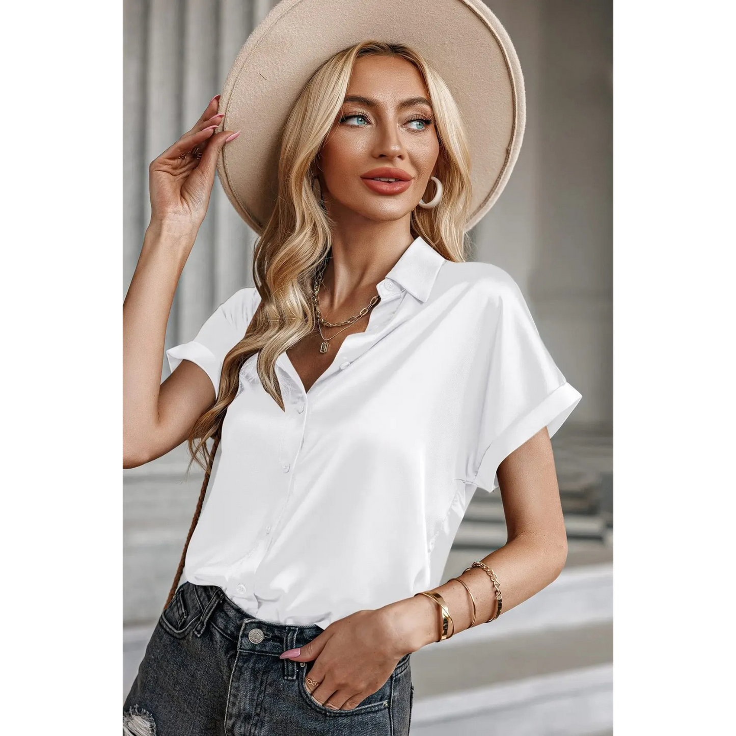 Elise Satin Everyday Blouse