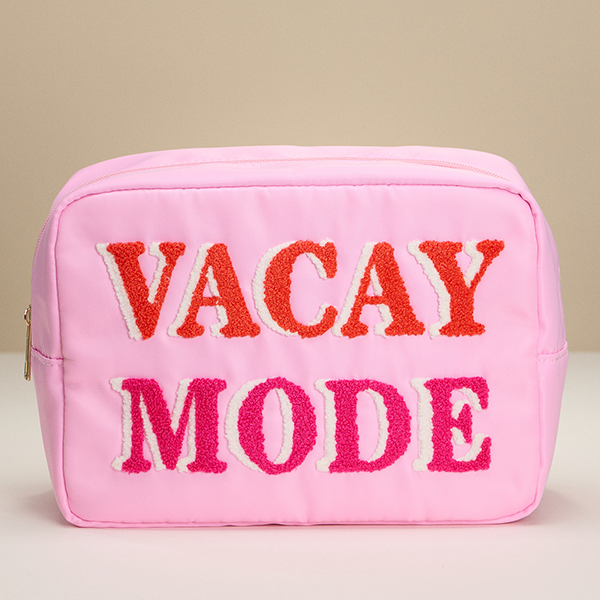 Nylon VACAY MODE Lettering Travel Pouch Pink