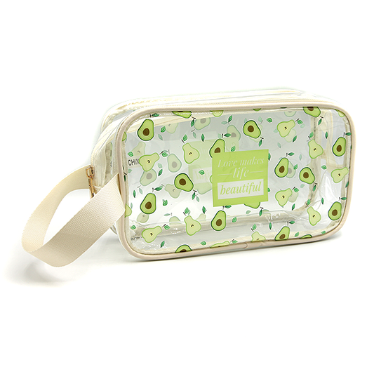 Avocado & Pear Print Clear Cosmetic Bag