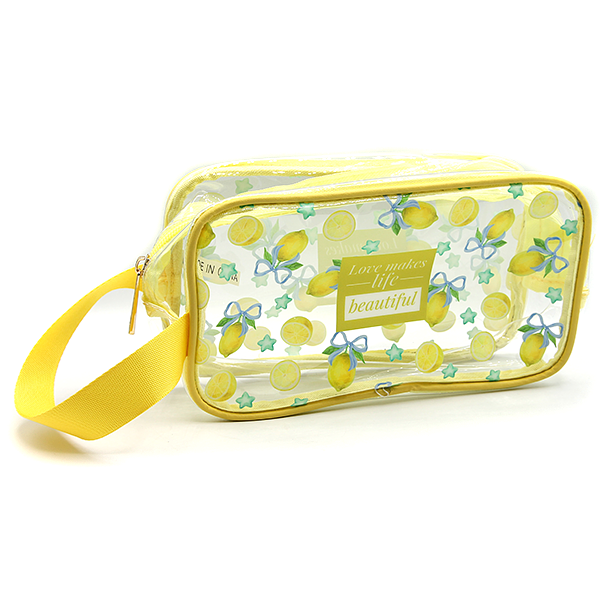Lemon Print Clear Cosmetic Bag