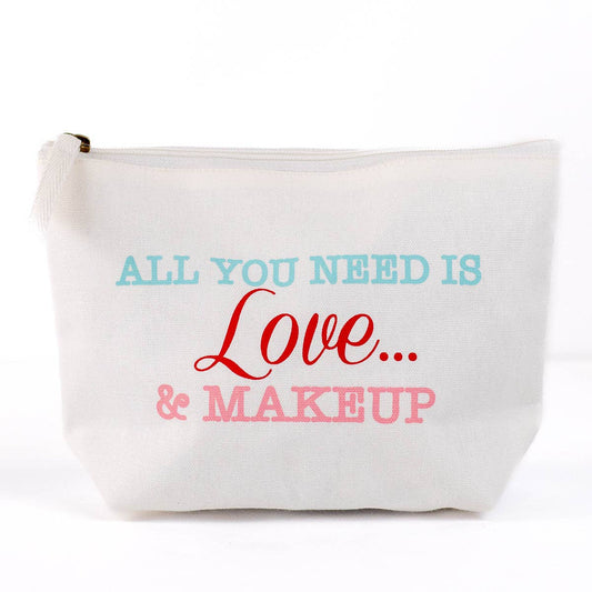 Love & Makeup Cosmetic Bag   White/Multi   10.25x6.75x3