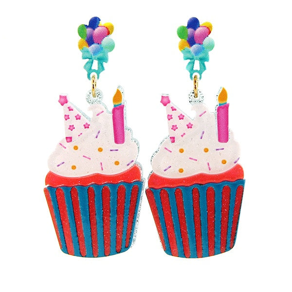 Glitter Resin Cupcake Multi-Colored Earrings