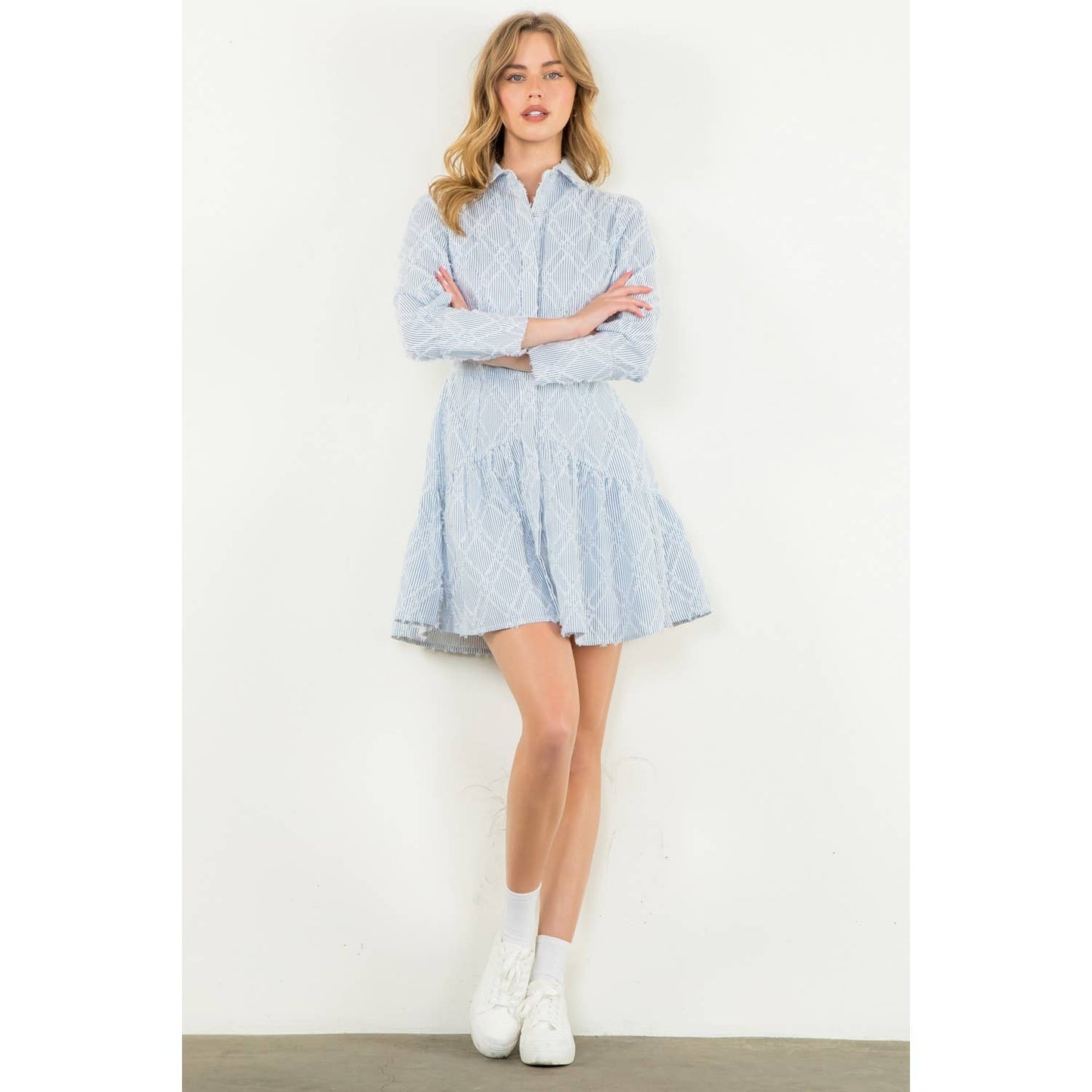 Berkley - Striped Fringe Detail Dress