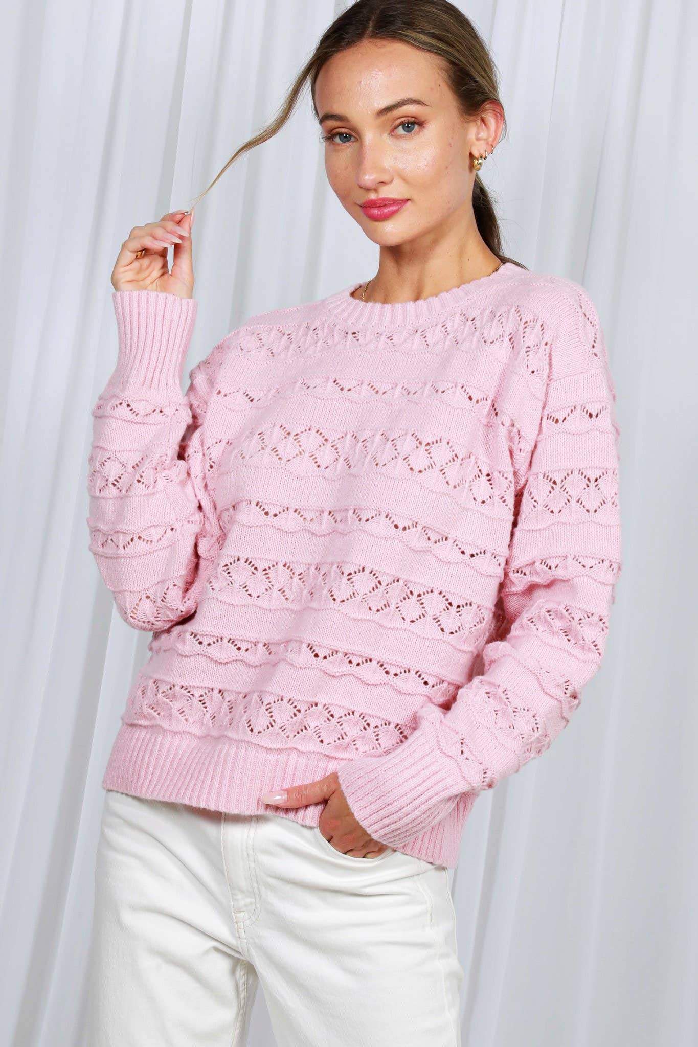 Ally textured Crochet Knitted Sweater