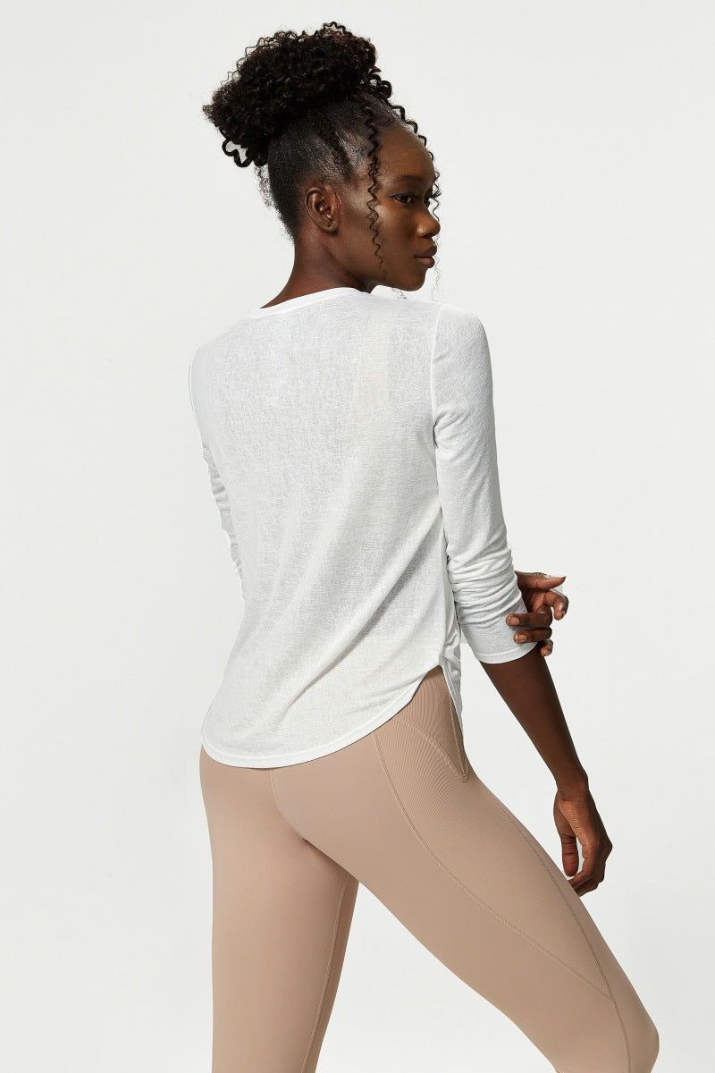 Yoga Clothing Top Loose Long Sleeved Sports Top Women Quick Drying Fitness T shirt Sports Blouse