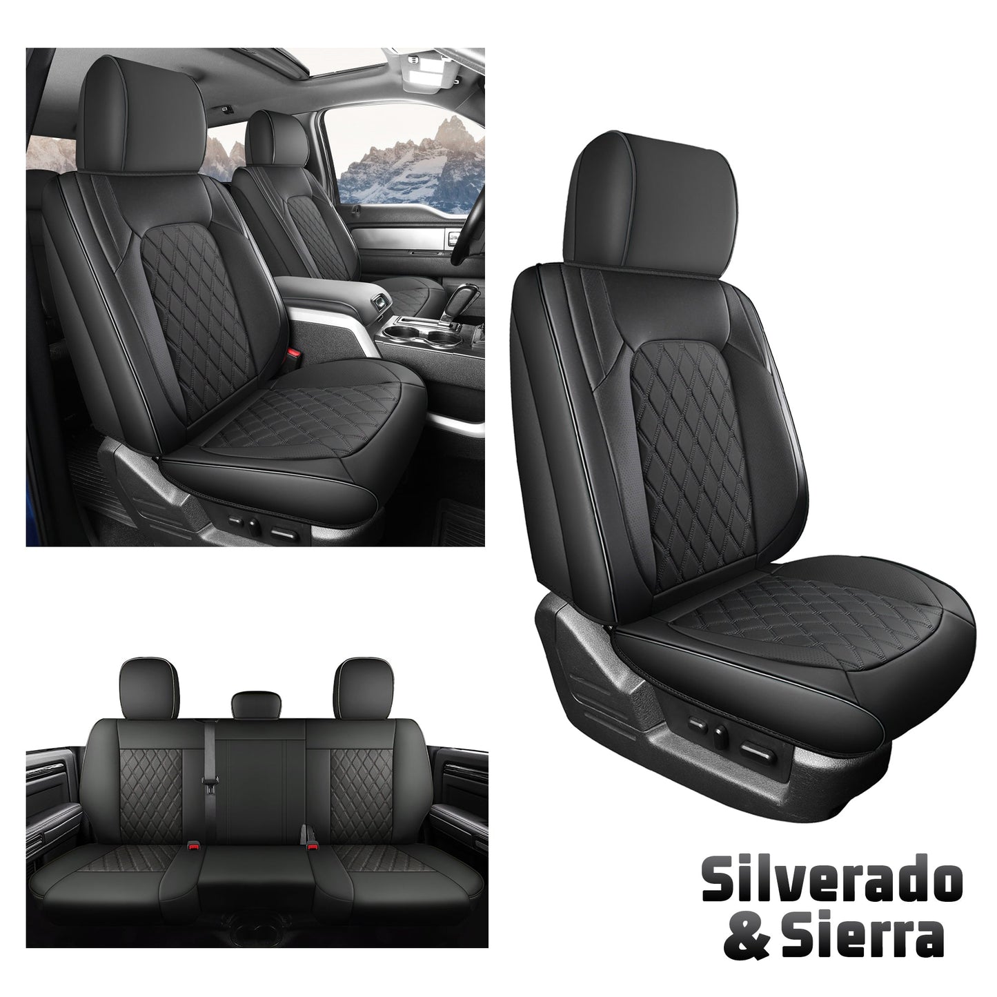 Umbrauto Truck Seat Covers for Silverado/Sierra,Black