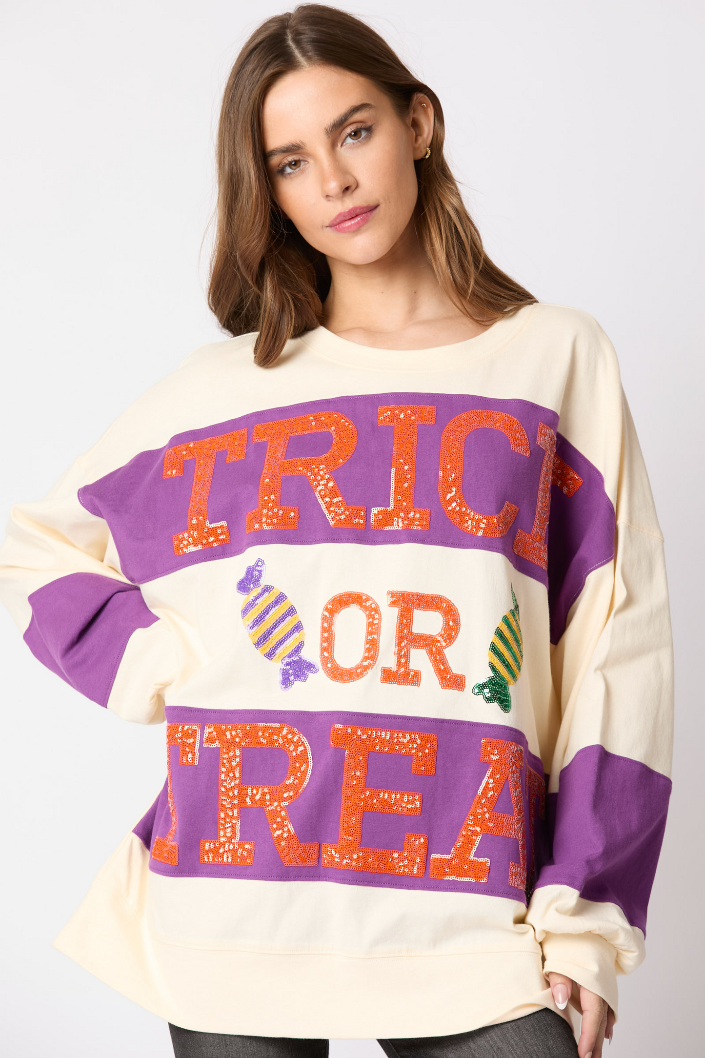 Autumn Winter Women Halloween Alphabet Sequ Multicolor Hoodie Casual Top for Women