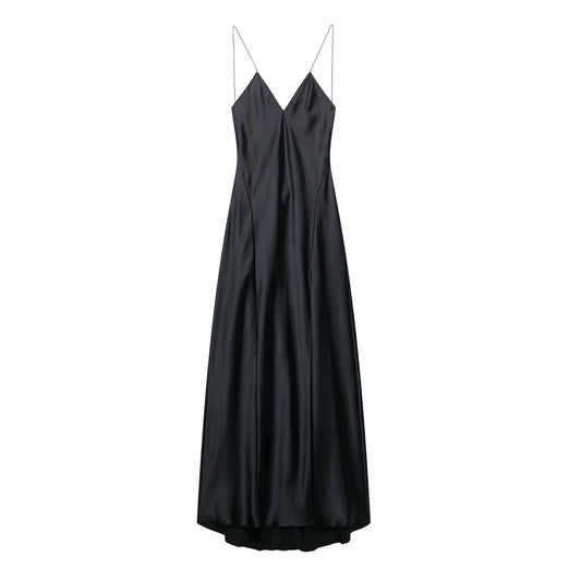 Women Clothing Summer Silk Satin Textured Underwear Strap Dress