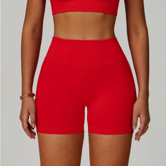 Sollinarry Seamless Knitted Tight Yoga Shorts Women V Shaped Waist Outer Wear Running Sports Quick Drying Fitness Pants
