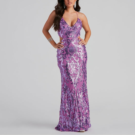 Sequin Stitching Dress Cocktail Host Ceremonial Clothing Elegant Bridesmaid Dress