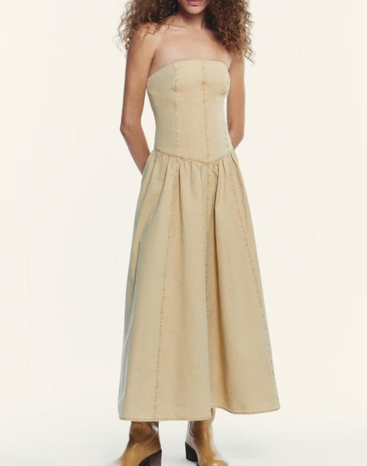 Fall Women Clothing Simple Slim Tube Top Dress
