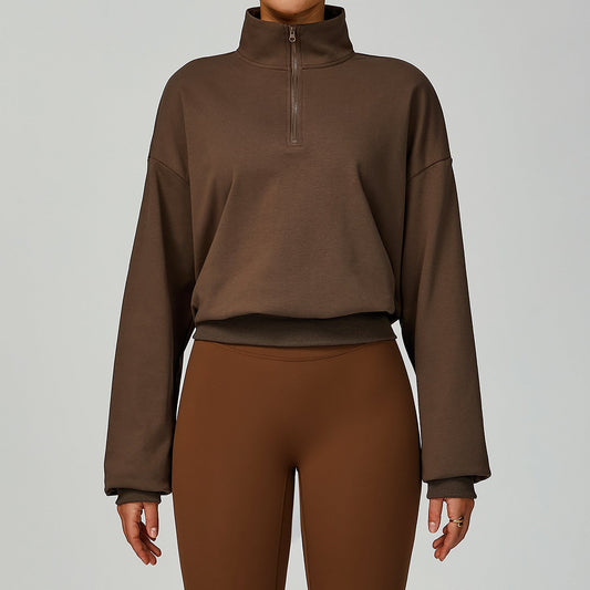 Autumn Winter Zipper Sweater Casual Loose Windproof Warm All Matching Sweater Women Running Fitness Sportswear