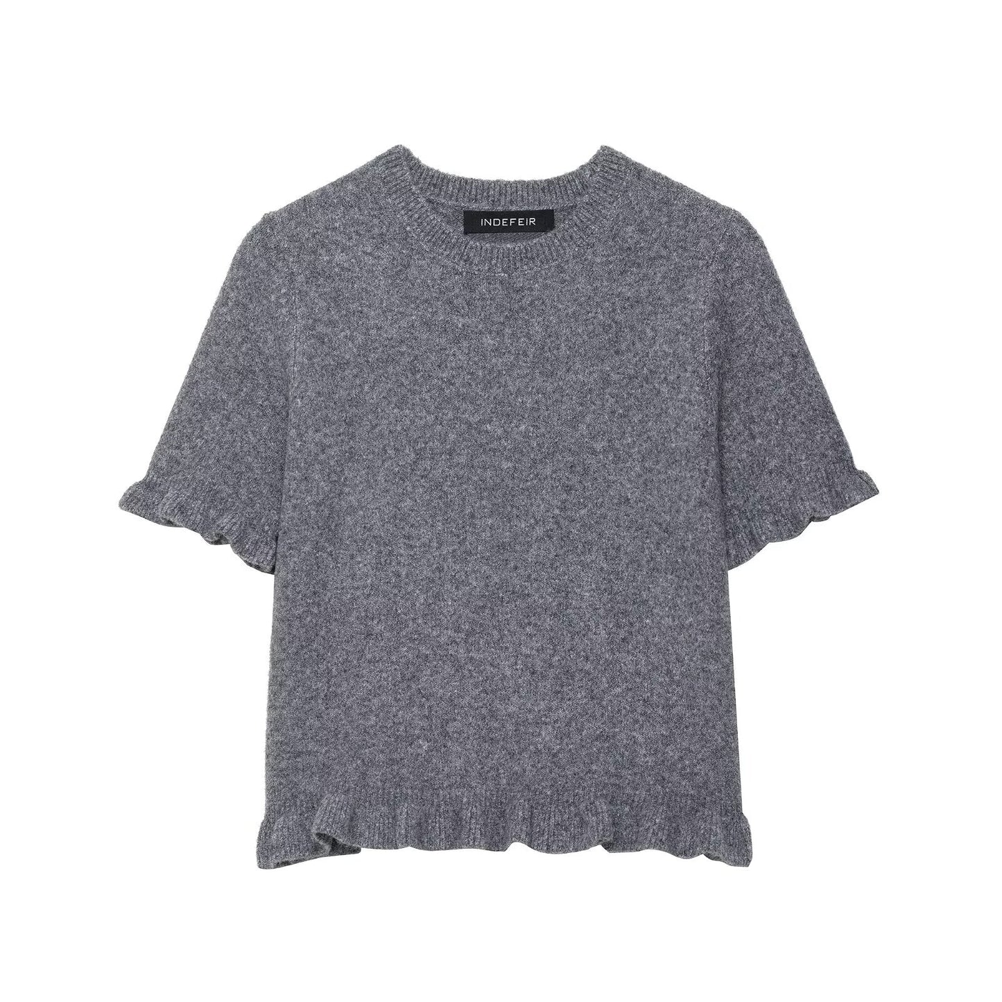 round Neck Solid Color Loose Pullover Niche Knitwear