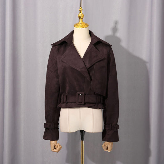 Personalized Street Coat Women Autumn Trendy Collared Retro Slim Short Coat