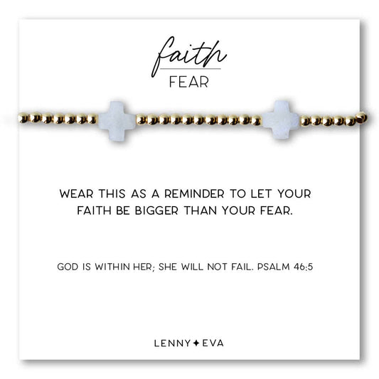 Faith Over Fear Gemstone Cross Bracelet-Moonstone Cross