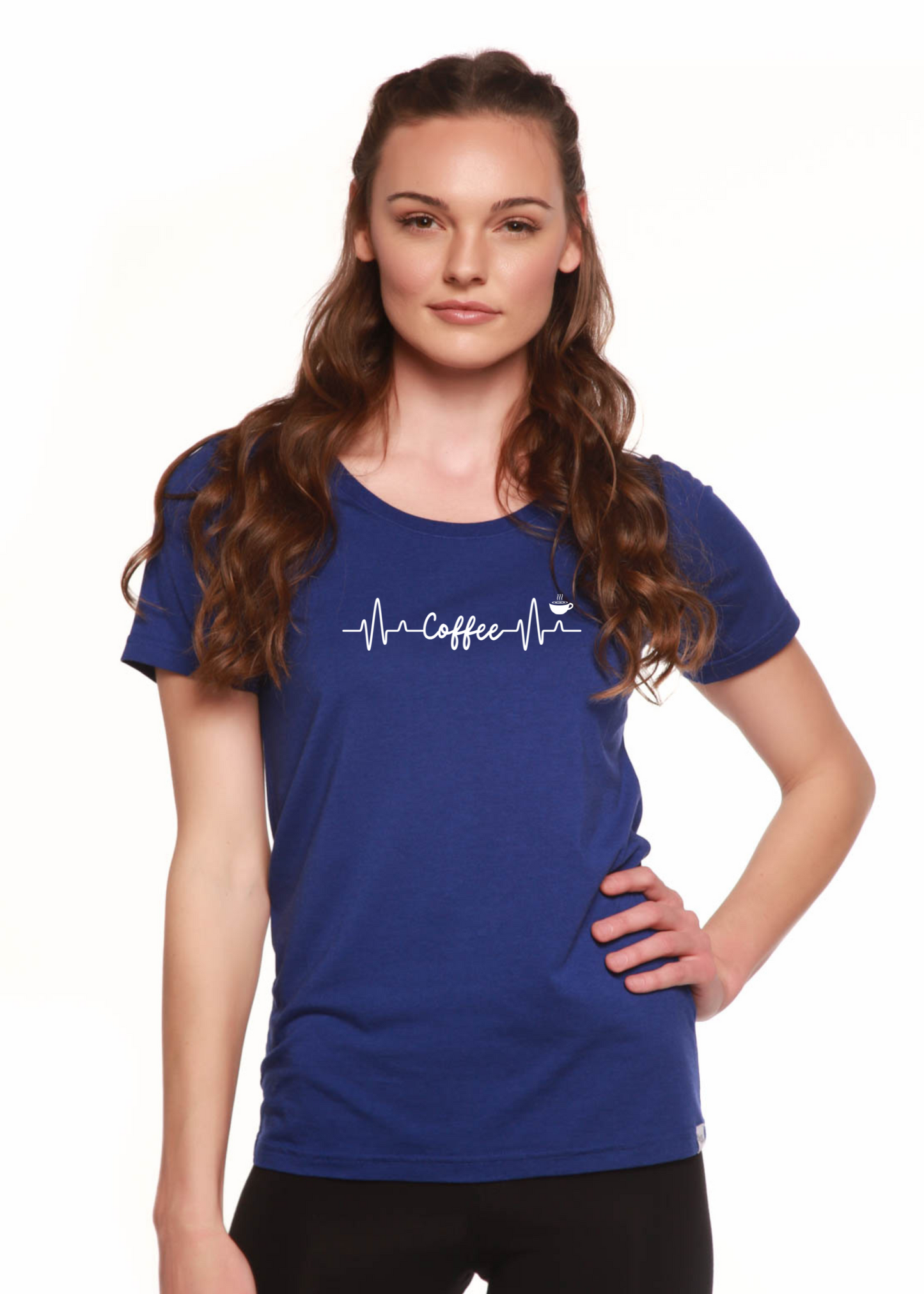 Heartbeat Coffee Printed Women's Bamboo/Cotton Short Sleeve Scoop Neck T-Shirt