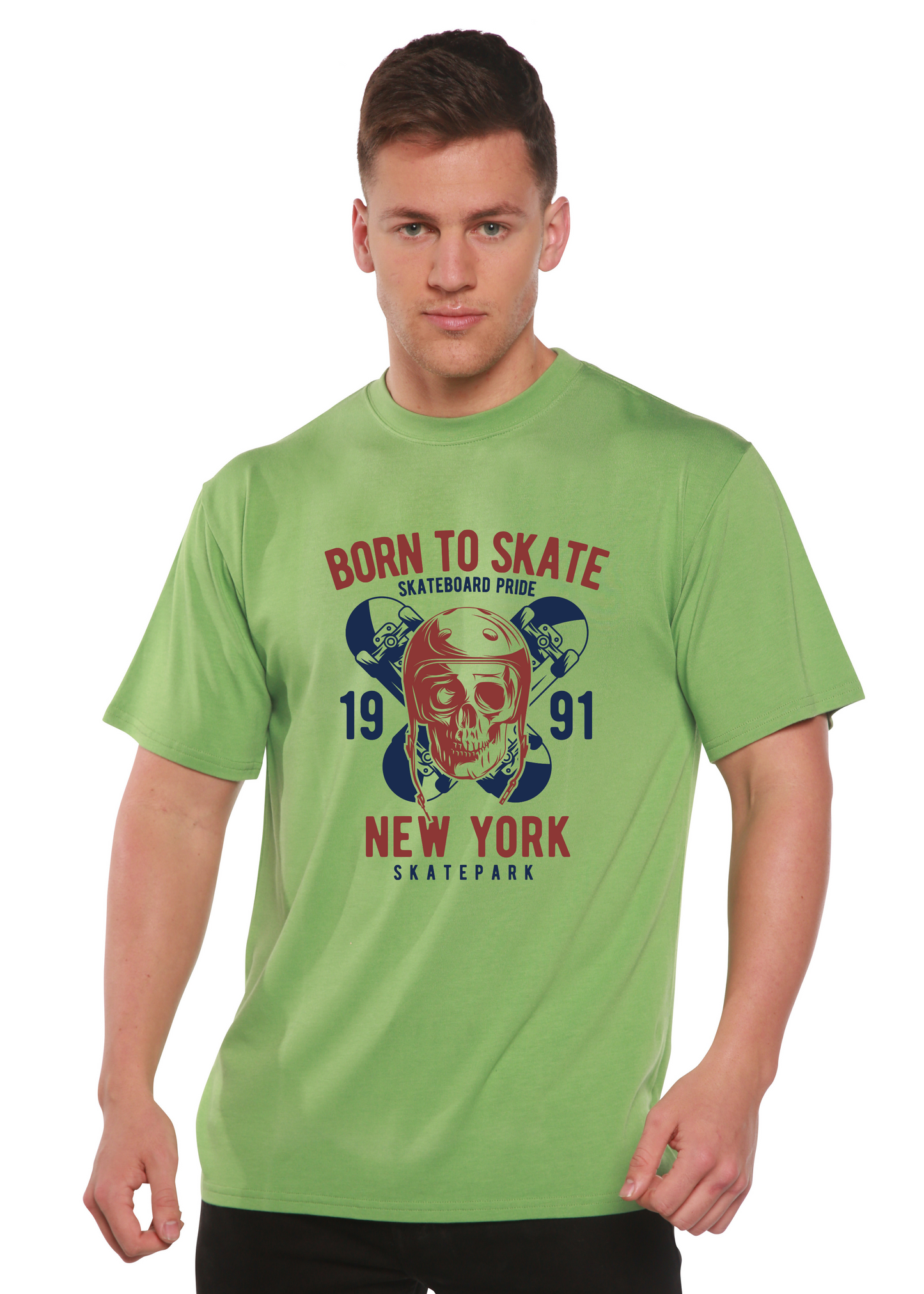 Born To Skate 1991 New York Men's Bamboo Viscose/Organic Cotton Short Sleeve Graphic T-Shirt