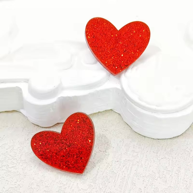 Resin Glitter Heart Stud Earrings