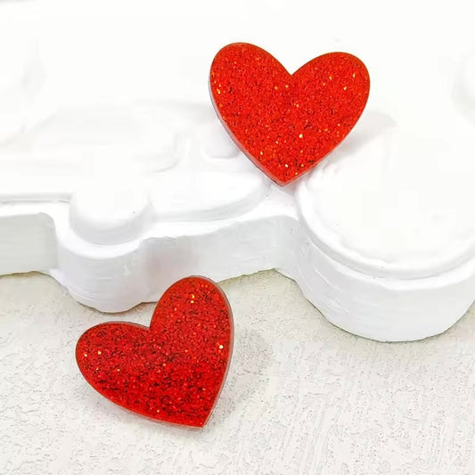 Resin Glitter Heart Stud Earrings