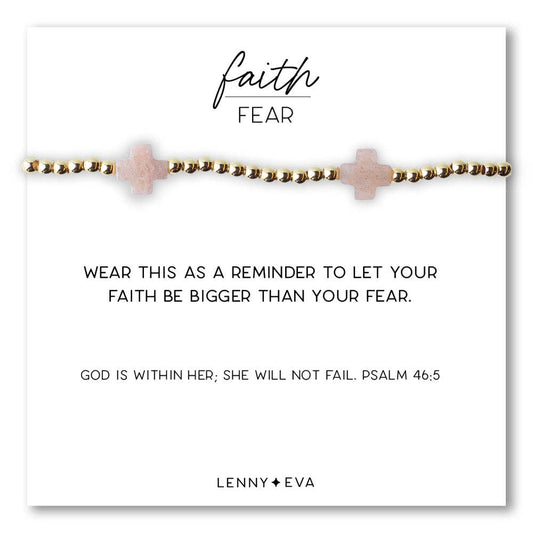 Faith Over Fear Gemstone Cross Bracelet-Sunstone Cross