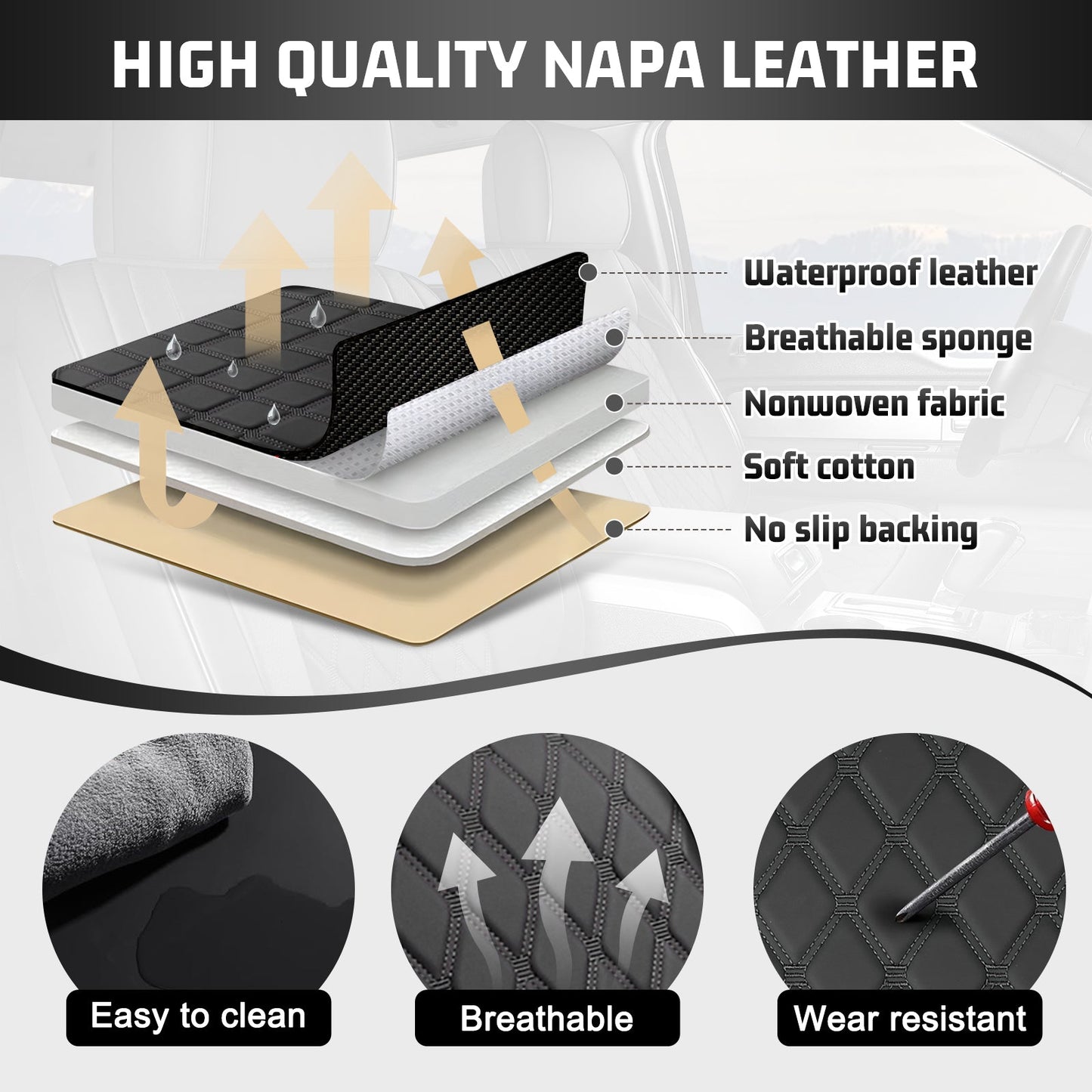 Umbrauto Truck Seat Covers for Silverado/Sierra,Black