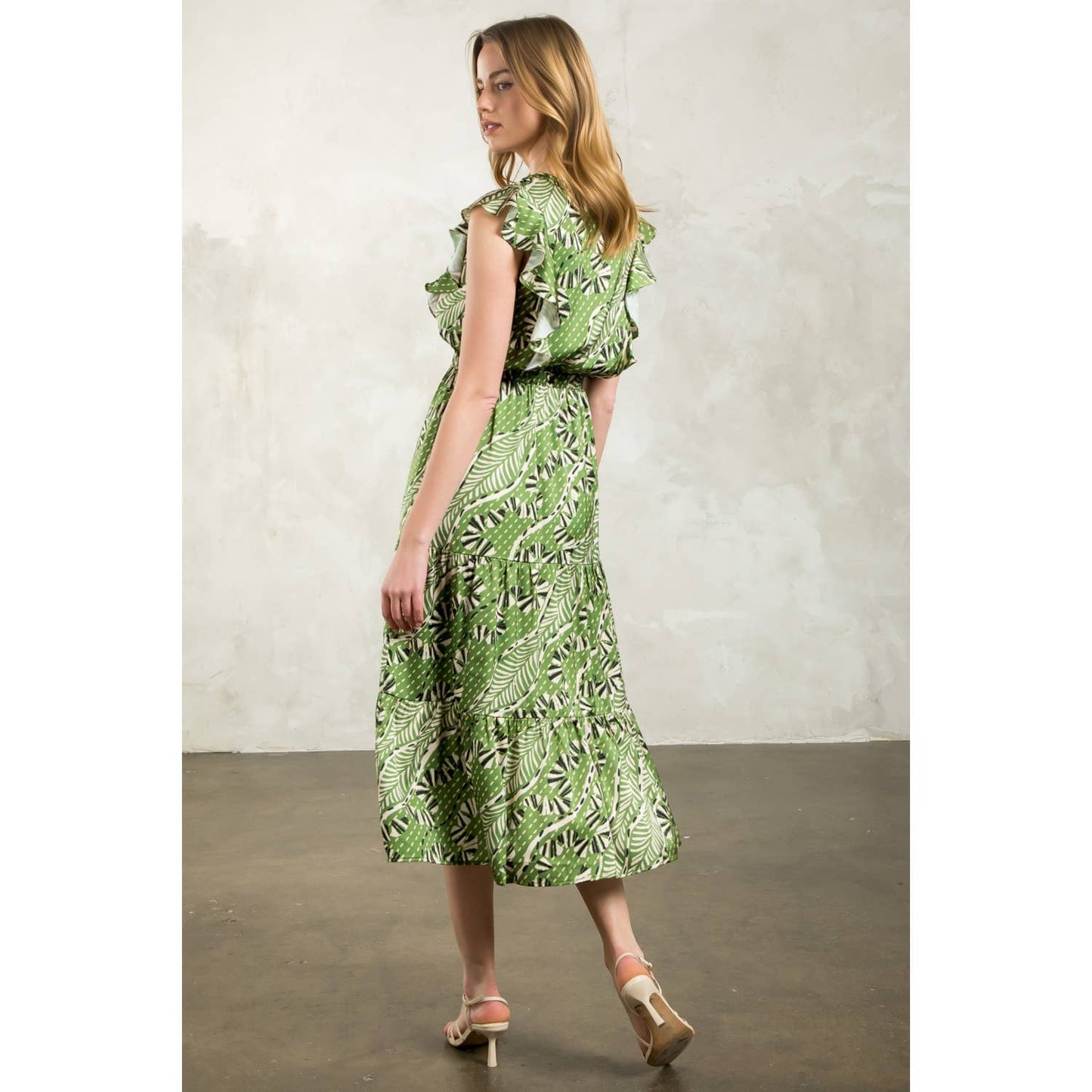 Gwen - Flutter Sleeve Print Tiered Dress