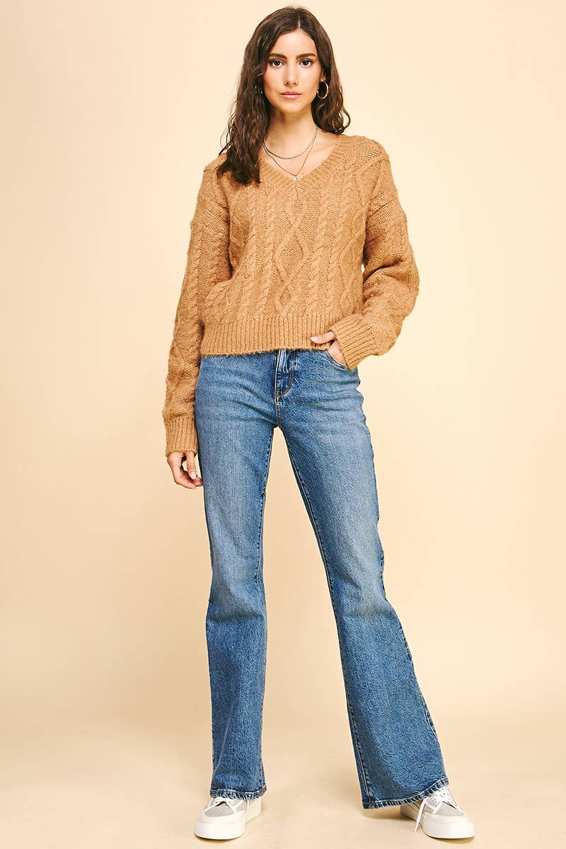 Elizabeth-Textured Cable Knit Sweater