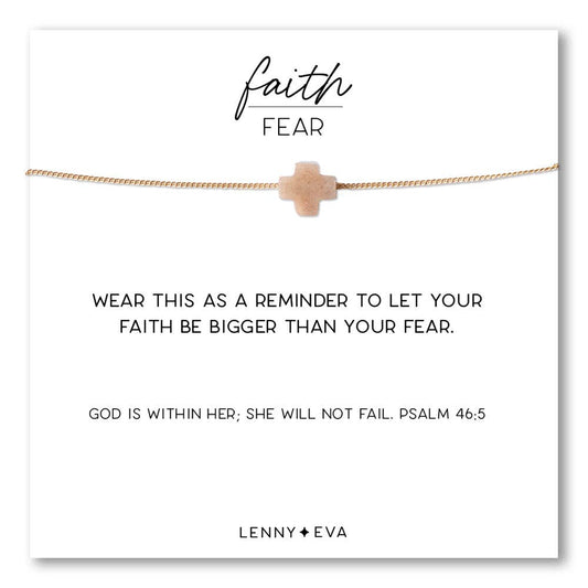 Faith Over Fear Cross Necklace-Sunstone