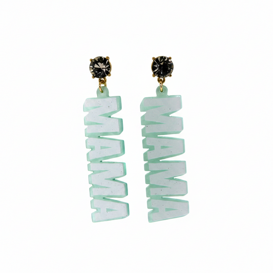 Mama Dangle Drop Resin Mint Blue Earrings