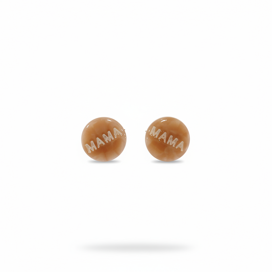 Mama Resin Stud Peach Earrings