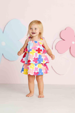 Multi-Floral Tiered Dress