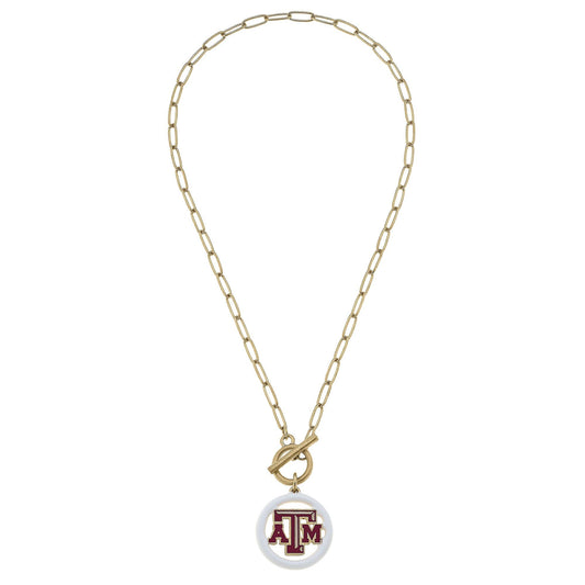 Texas A&M Aggies Logo Enamel T-Bar Necklace
