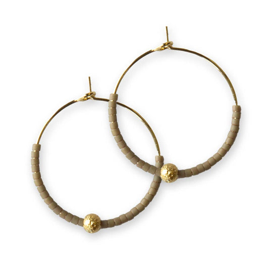 Sprinkles Hoop Earrings-Mocha/Gold