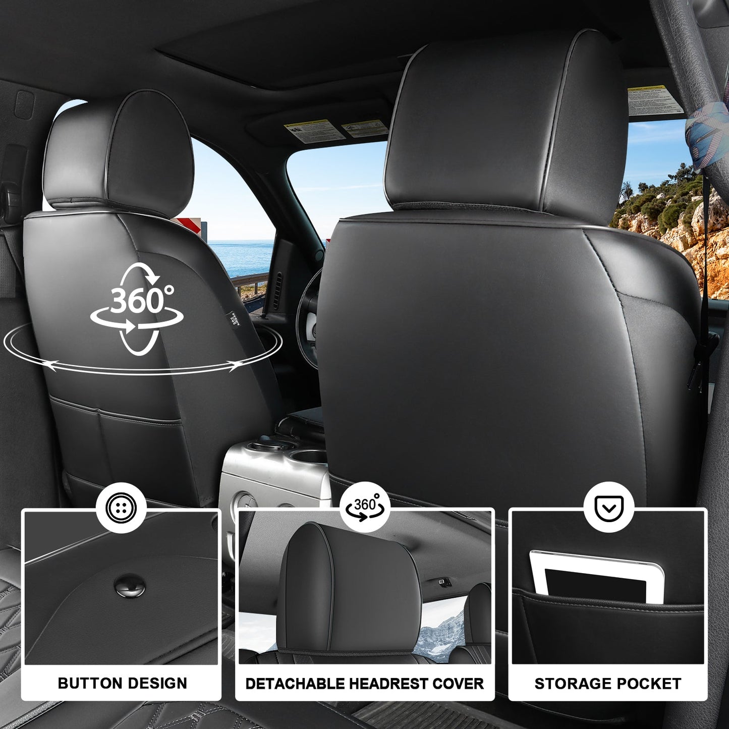 Umbrauto Truck Seat Covers for Silverado/Sierra,Black